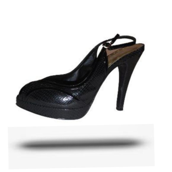 BCB Girls Womens Ladies Shiny Black Pumps Platform - Picture 1 of 6